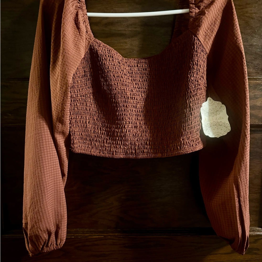 Altar'd State Terracotta Smocked Blouse, NWT, Size Small
